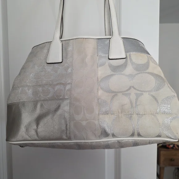 Coach Cream and Silver Tote Bag - Picture 1 of 6
